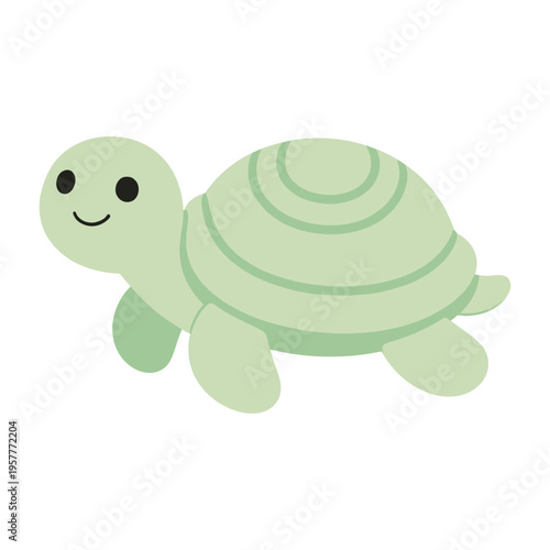 Cute Turtle Flat Cartoon Sticker Illustration