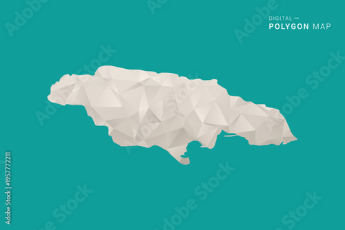 Jamaica Map - Green and Gray Polygon Vector Illustration, Low Poly Geometric Design with Clean Minimal Style on Solid Background for Infographic Use.