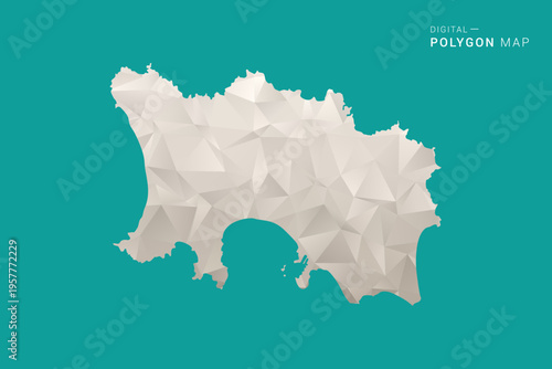 Jersey Map - Green and Gray Polygon Vector Illustration, Low Poly Geometric Design with Clean Minimal Style on Solid Background for Infographic Use.