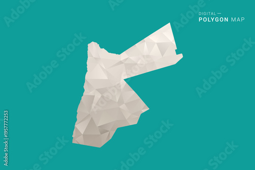 Jordan Map - Green and Gray Polygon Vector Illustration, Low Poly Geometric Design with Clean Minimal Style on Solid Background for Infographic Use.
