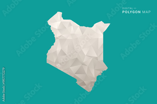 Kenya Map - Green and Gray Polygon Vector Illustration, Low Poly Geometric Design with Clean Minimal Style on Solid Background for Infographic Use.