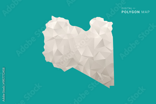 Libya Map - Green and Gray Polygon Vector Illustration, Low Poly Geometric Design with Clean Minimal Style on Solid Background for Infographic Use.