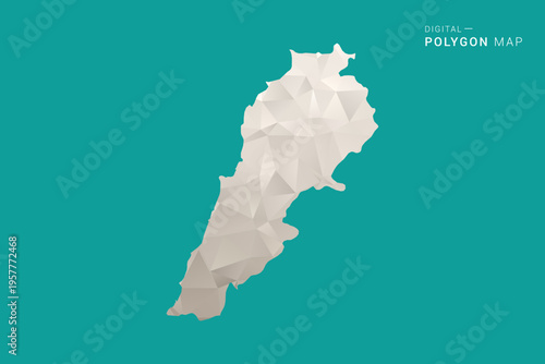 Lebanon Map - Green and Gray Polygon Vector Illustration, Low Poly Geometric Design with Clean Minimal Style on Solid Background for Infographic Use.