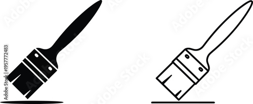 Paintbrushes, black and white, vector, illustration, art supplies Vector