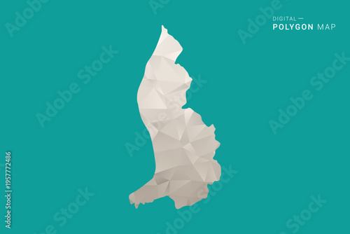 Liechtenstein Map - Green and Gray Polygon Vector Illustration, Low Poly Geometric Design with Clean Minimal Style on Solid Background for Infographic Use.