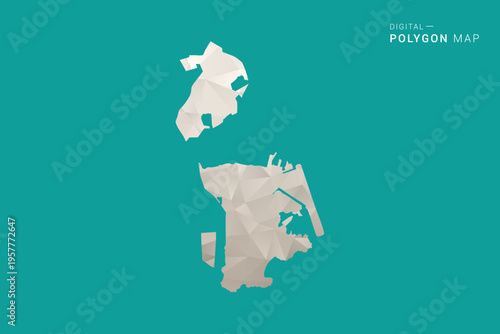 Macao Map - Green and Gray Polygon Vector Illustration, Low Poly Geometric Design with Clean Minimal Style on Solid Background for Infographic Use.