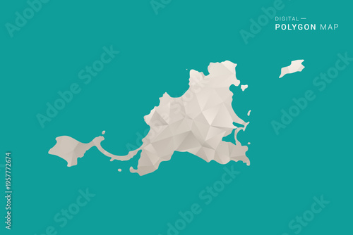 Saint Martin Map - Green and Gray Polygon Vector Illustration, Low Poly Geometric Design with Clean Minimal Style on Solid Background for Infographic Use.