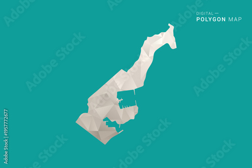 Monaco Map - Green and Gray Polygon Vector Illustration, Low Poly Geometric Design with Clean Minimal Style on Solid Background for Infographic Use.