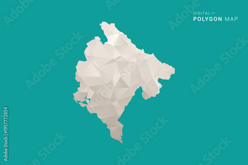Montenegro Map - Green and Gray Polygon Vector Illustration, Low Poly Geometric Design with Clean Minimal Style on Solid Background for Infographic Use.