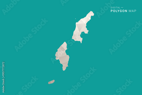 Northern Mariana Islands Map - Green and Gray Polygon Vector Illustration, Low Poly Geometric Design with Clean Minimal Style on Solid Background for Infographic Use.