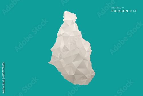 Montserrat Map - Green and Gray Polygon Vector Illustration, Low Poly Geometric Design with Clean Minimal Style on Solid Background for Infographic Use.