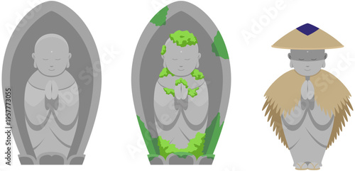 Jizo Statue Illustration Set