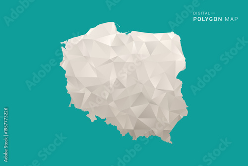 Poland Map - Green and Gray Polygon Vector Illustration, Low Poly Geometric Design with Clean Minimal Style on Solid Background for Infographic Use.