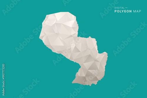 Paraguay Map - Green and Gray Polygon Vector Illustration, Low Poly Geometric Design with Clean Minimal Style on Solid Background for Infographic Use.