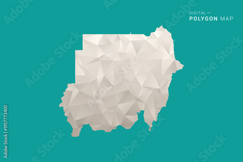 Sudan Map - Green and Gray Polygon Vector Illustration, Low Poly Geometric Design with Clean Minimal Style on Solid Background for Infographic Use.