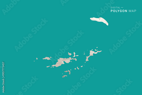 British Virgin Islands Map - Green and Gray Polygon Vector Illustration, Low Poly Geometric Design with Clean Minimal Style on Solid Background for Infographic Use.