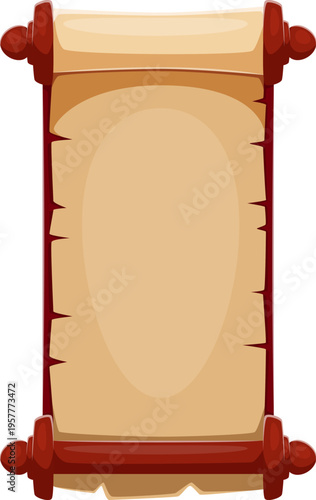 Scroll parchment Caribbean pirates or corsairs game icon. Cartoon vector vintage treasure map template with wooden frame, old paper blank for sea fantasy adventure game menu, quest, notice or message