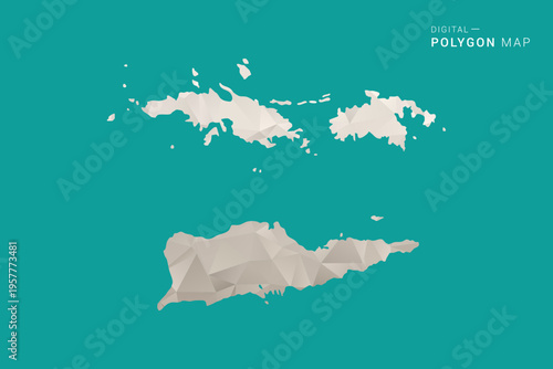 U.S. Virgin Islands Map - Green and Gray Polygon Vector Illustration, Low Poly Geometric Design with Clean Minimal Style on Solid Background for Infographic Use.