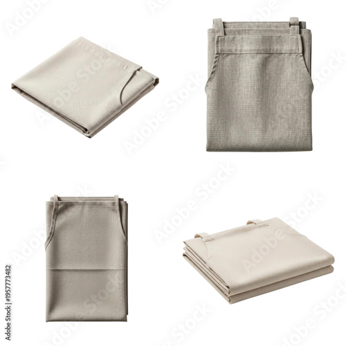 Folded linen apron on transparent background