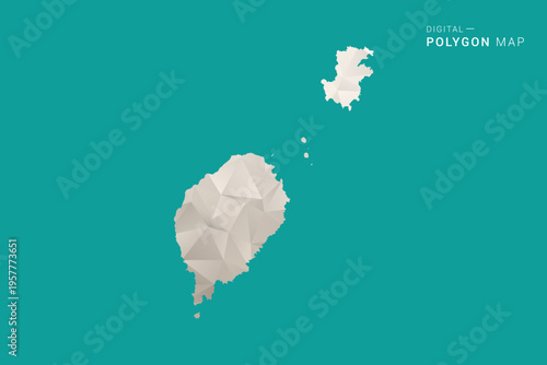 Sao Tome and Principe Map - Green and Gray Polygon Vector Illustration, Low Poly Geometric Design with Clean Minimal Style on Solid Background for Infographic Use.