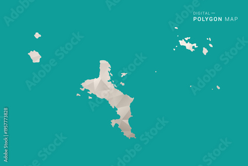 Seychelles Map - Green and Gray Polygon Vector Illustration, Low Poly Geometric Design with Clean Minimal Style on Solid Background for Infographic Use.