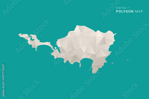 Sint Maarten Map - Green and Gray Polygon Vector Illustration, Low Poly Geometric Design with Clean Minimal Style on Solid Background for Infographic Use.