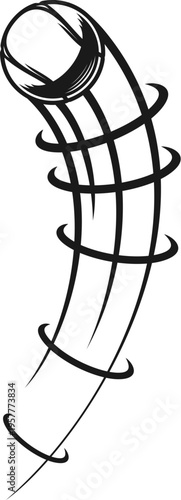 Tennis sport game ball strike movement tail. Sport ball movement trail, tennis strike fly motion tail. Baseball shoot speed effect