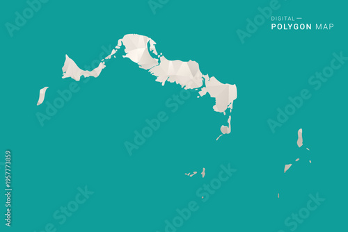 Turks and Caicos Islands Map - Green and Gray Polygon Vector Illustration, Low Poly Geometric Design with Clean Minimal Style on Solid Background for Infographic Use.