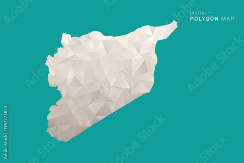 syria Map - Green and Gray Polygon Vector Illustration, Low Poly Geometric Design with Clean Minimal Style on Solid Background for Infographic Use.
