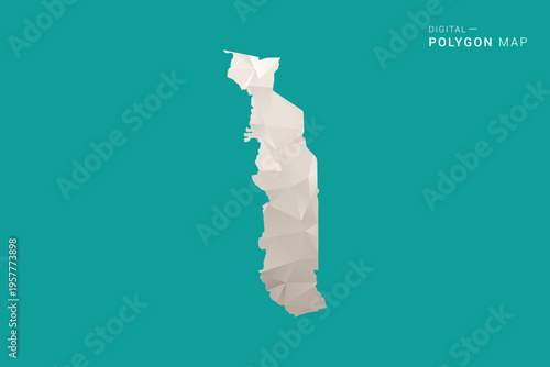 Togo Map - Green and Gray Polygon Vector Illustration, Low Poly Geometric Design with Clean Minimal Style on Solid Background for Infographic Use.