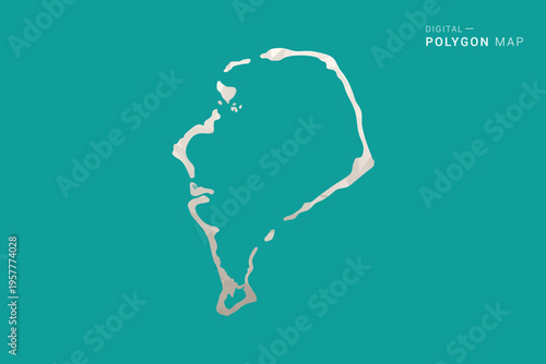 Tuvalu Map - Green and Gray Polygon Vector Illustration, Low Poly Geometric Design with Clean Minimal Style on Solid Background for Infographic Use.