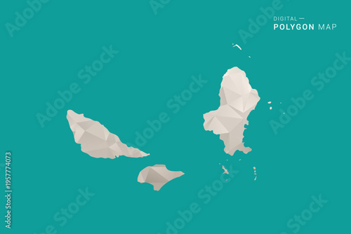 Wallis and Futuna Map - Green and Gray Polygon Vector Illustration, Low Poly Geometric Design with Clean Minimal Style on Solid Background for Infographic Use.