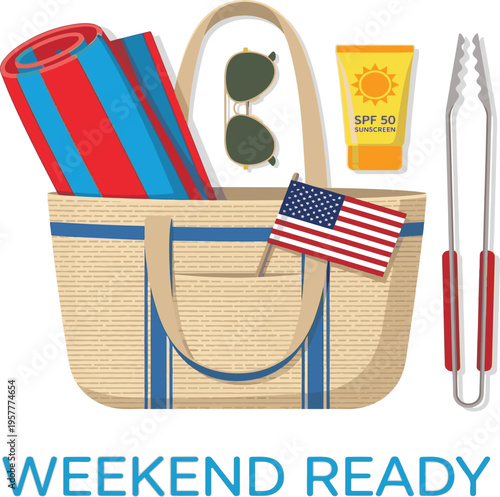 American Beach Vacation Tote Bag.