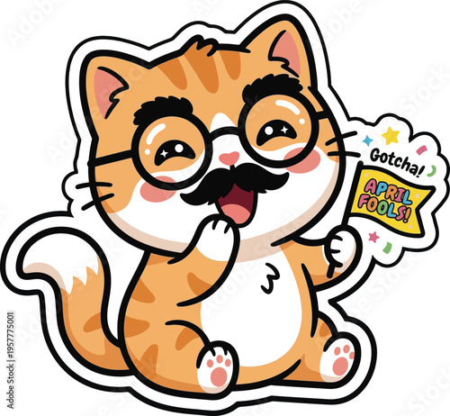 Cartoon Cat Wearing Glasses.