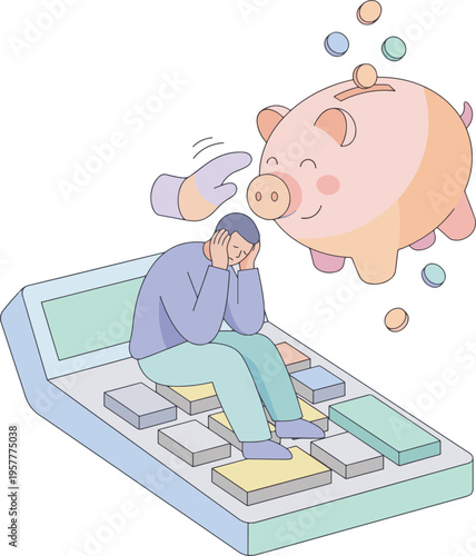 Man Sitting on Keyboard Thinking.