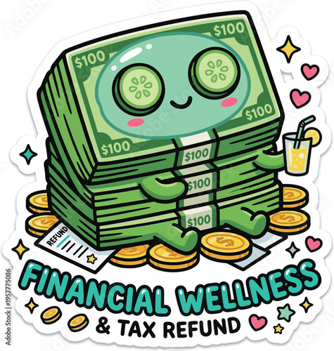 Cartoon money smiling happy.