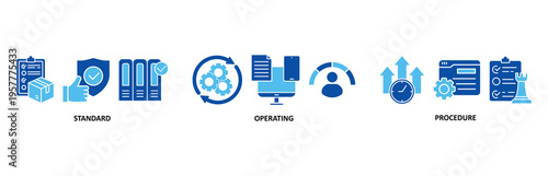 SOP icon set illustration contain standard, operating and procedure