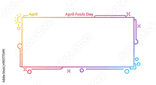 Colorful April Fools Day social media frame with icons and symbols for business celebration and design
