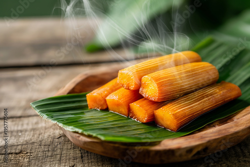 Sizzling tamales steam rise above corn husk wraps