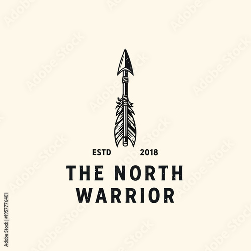 A vintage-style logo featuring an arrow with "ESTD 2018 THE NORTH WARRIOR" below it.