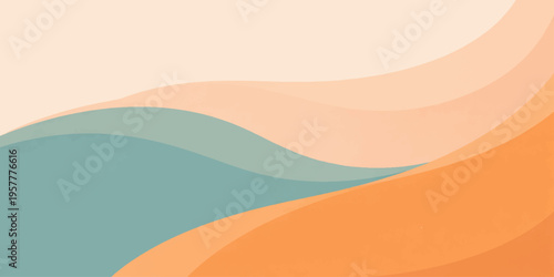 Abstract colorful wave background featuring a vector landscape of orange sand dunes under a hot summer sun in a dry Sahara desert nature scene