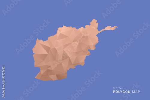 Afghanistan Map - Orange Polygon Vector Illustration on Deep Blue Background, Low Poly Geometric Design, Modern Abstract Country Silhouette for Infographics and Presentation Use.