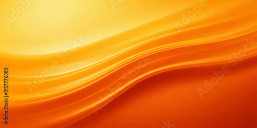 Abstract orange background featuring soft golden waves and a flowing silk texture with smooth curves for a modern vector wallpaper design