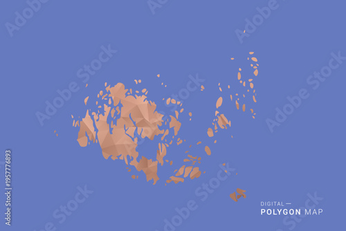 Aland Islands Map - Orange Polygon Vector Illustration on Deep Blue Background, Low Poly Geometric Design, Modern Abstract Country Silhouette for Infographics and Presentation Use.