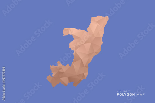 Congo Map - Orange Polygon Vector Illustration on Deep Blue Background, Low Poly Geometric Design, Modern Abstract Country Silhouette for Infographics and Presentation Use.