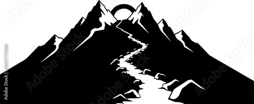 Black mountain landscape vector illustration