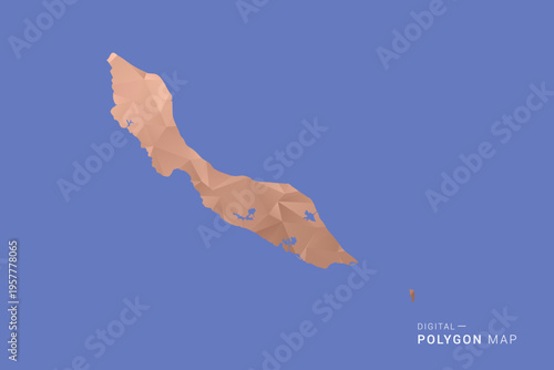 curacao Map - Orange Polygon Vector Illustration on Deep Blue Background, Low Poly Geometric Design, Modern Abstract Country Silhouette for Infographics and Presentation Use.