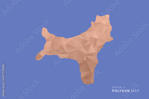 Christmas Island Map - Orange Polygon Vector Illustration on Deep Blue Background, Low Poly Geometric Design, Modern Abstract Country Silhouette for Infographics and Presentation Use.
