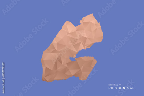 Djibouti Map - Orange Polygon Vector Illustration on Deep Blue Background, Low Poly Geometric Design, Modern Abstract Country Silhouette for Infographics and Presentation Use.