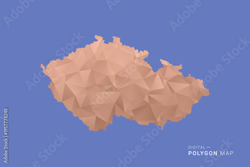 czech republic Map - Orange Polygon Vector Illustration on Deep Blue Background, Low Poly Geometric Design, Modern Abstract Country Silhouette for Infographics and Presentation Use.